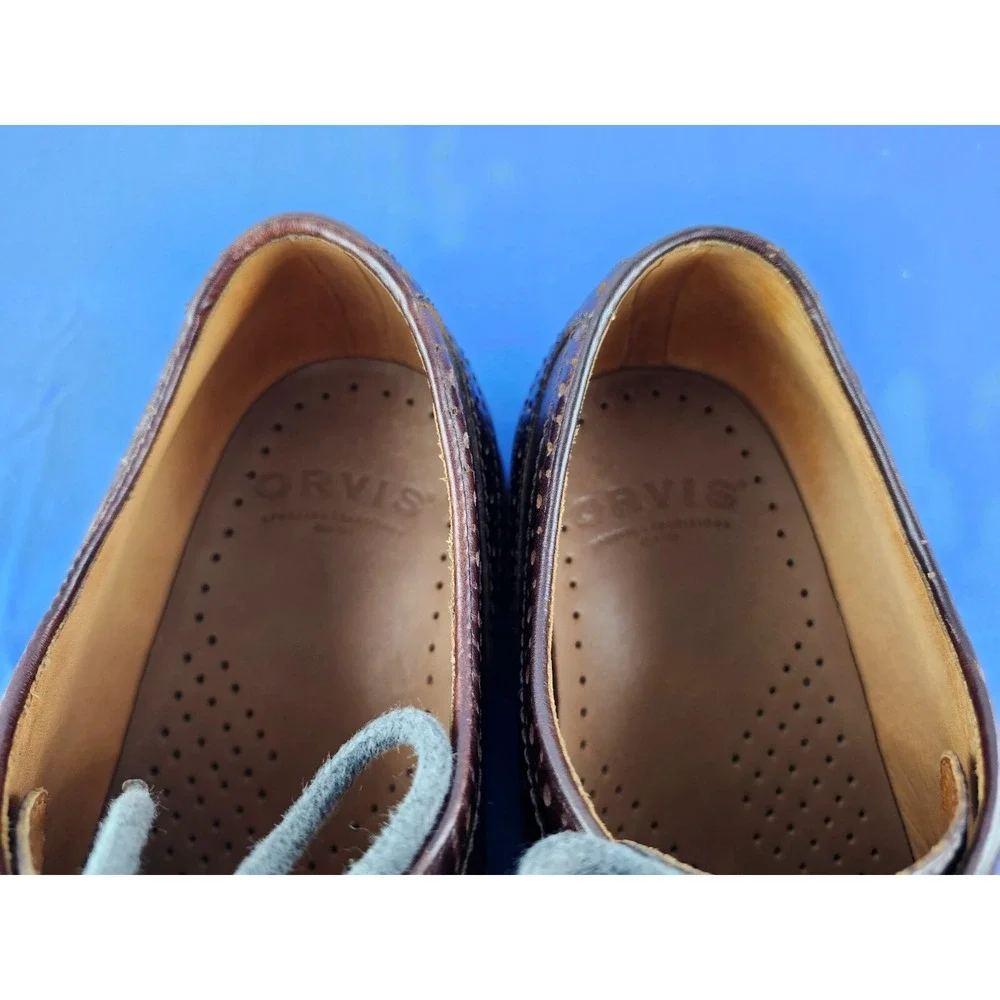 Orvis Oxford‎ Brogue Leather Shoes Brown Vibram Gemlite Sole Size 10M
